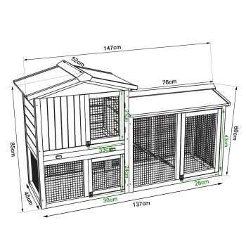Lionto Kleintierstall, 147x52x85cm 2 Lionto Kleintierstall, 147x52x85cm – Bild 2