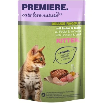 PREMIERE Cats Love Nature Deluxe Ragout Kitten Kalb & Huhn 24x100 G 1 PREMIERE Cats Love Nature Deluxe Ragout Kitten Kalb & Huhn 24x100 G