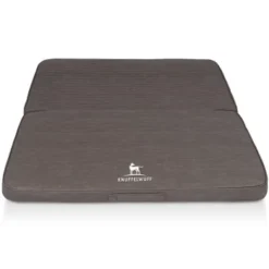 Knuffelwuff Faltbare Reisematte Orthopädisch Roanoke Aus Laser Gestepptem Kunstleder Braun/ Grau M-L