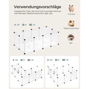 SONGMICS Freigehege Mit Bodenplatten Weiß 1,25 M, 63 Cm, 42 Cm 3 SONGMICS Freigehege Mit Bodenplatten Weiß 1,25 M, 63 Cm, 42 Cm – Bild 3