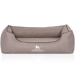 Knuffelwuff Orthopädisches Hundebett Wippo Aus Velours Mit Handwebcharakter Grau M-L