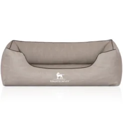Knuffelwuff Orthopädisches Hundebett Rockland Aus Kunstleder Hellgrau M-L
