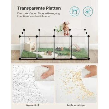 SONGMICS Freigehege Mit Bodenplatten Weiß 1,25 M, 63 Cm, 42 Cm 7 SONGMICS Freigehege Mit Bodenplatten Weiß 1,25 M, 63 Cm, 42 Cm – Bild 7